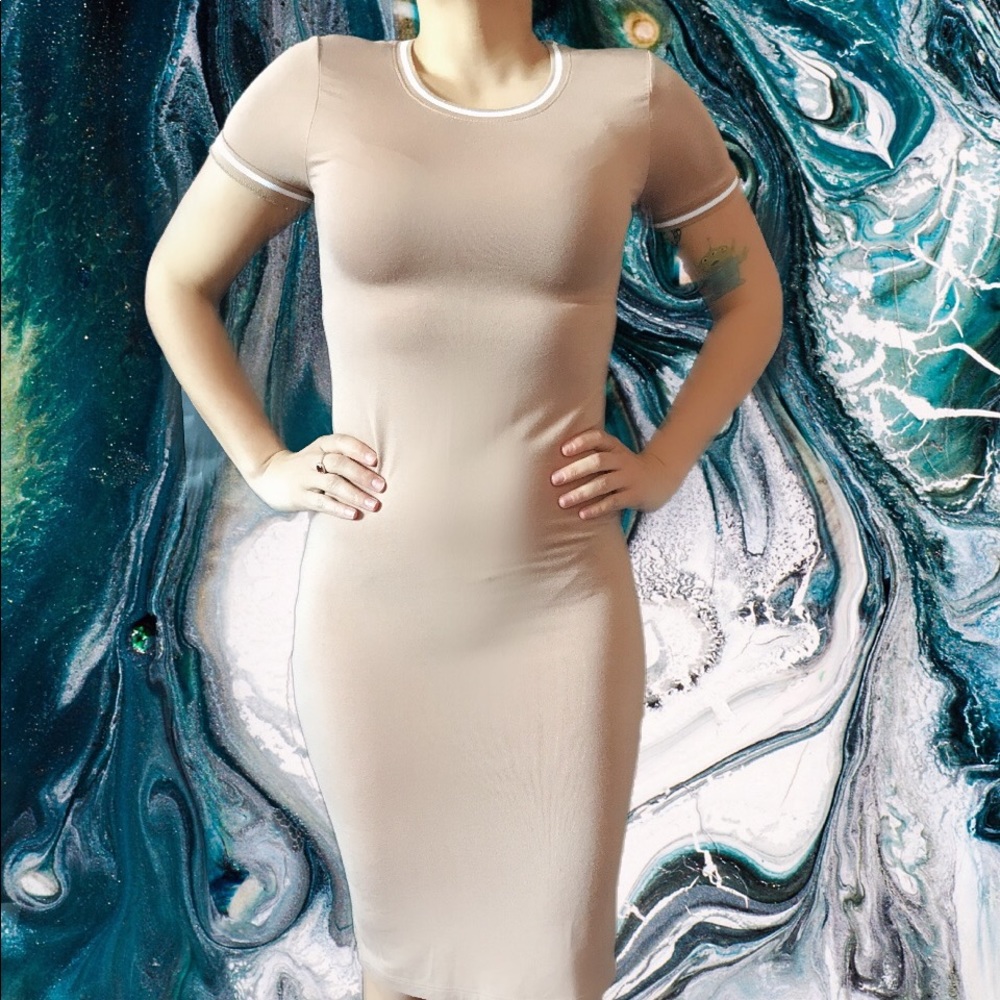 Nude stretch ringer dress